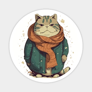 Winter Chubby Cat Magnet